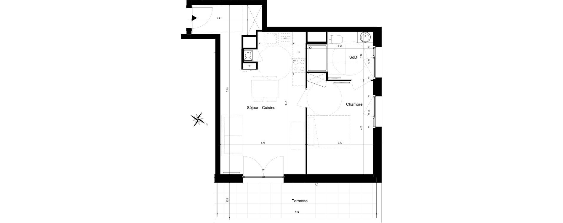 Appartement T2 de 44,60 m2 &agrave; Roubaix Centre