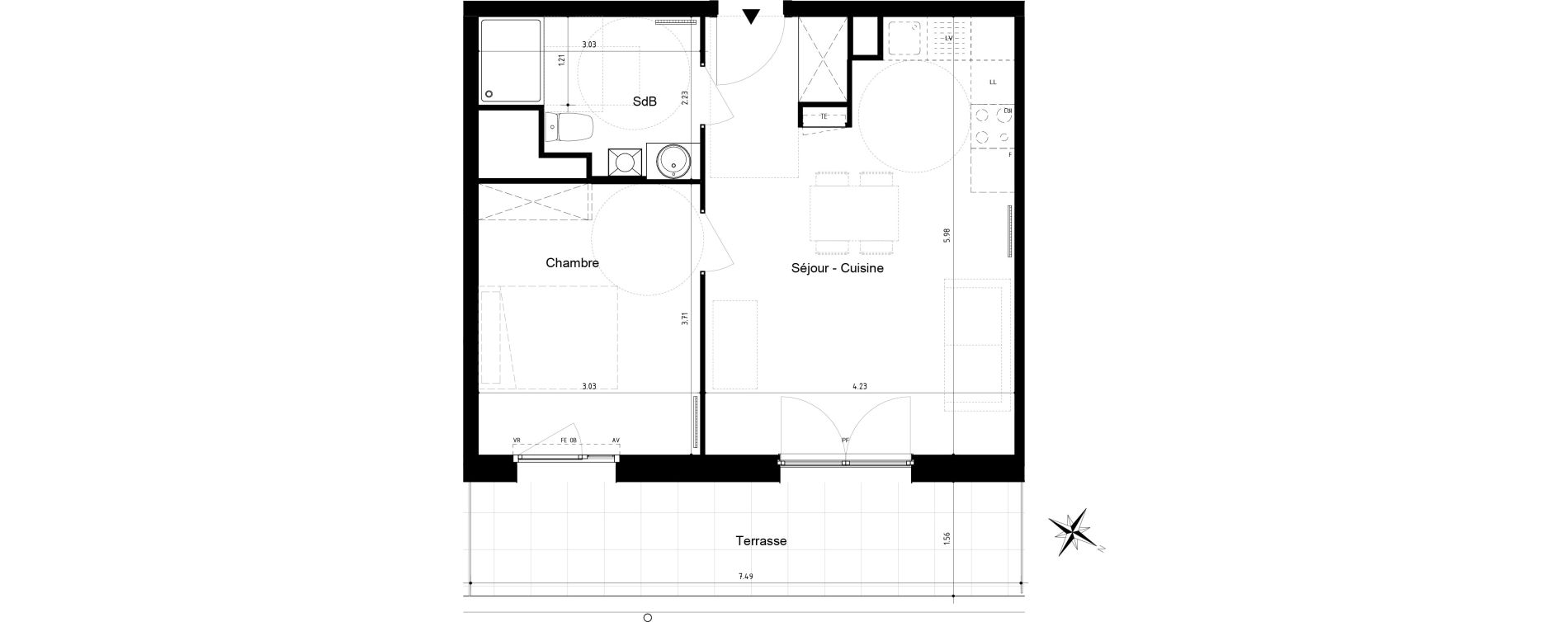 Appartement T2 de 41,45 m2 &agrave; Roubaix Centre