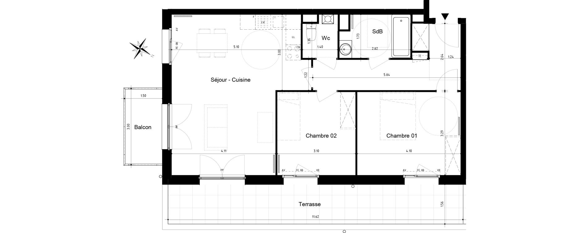 Appartement T3 de 69,35 m2 &agrave; Roubaix Centre