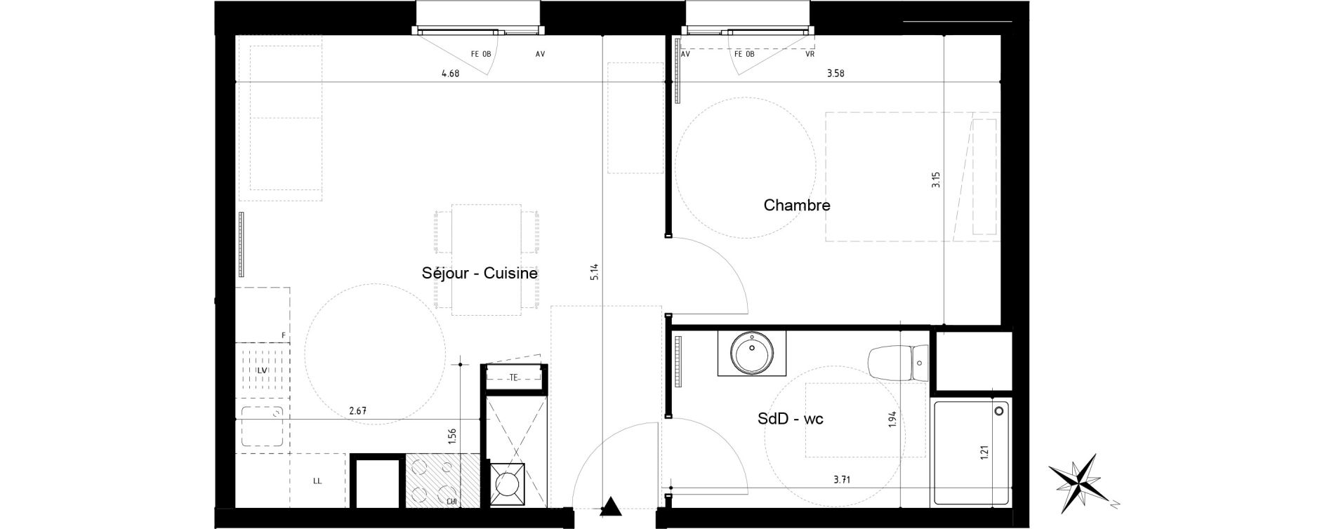Appartement T2 de 41,10 m2 &agrave; Roubaix Centre