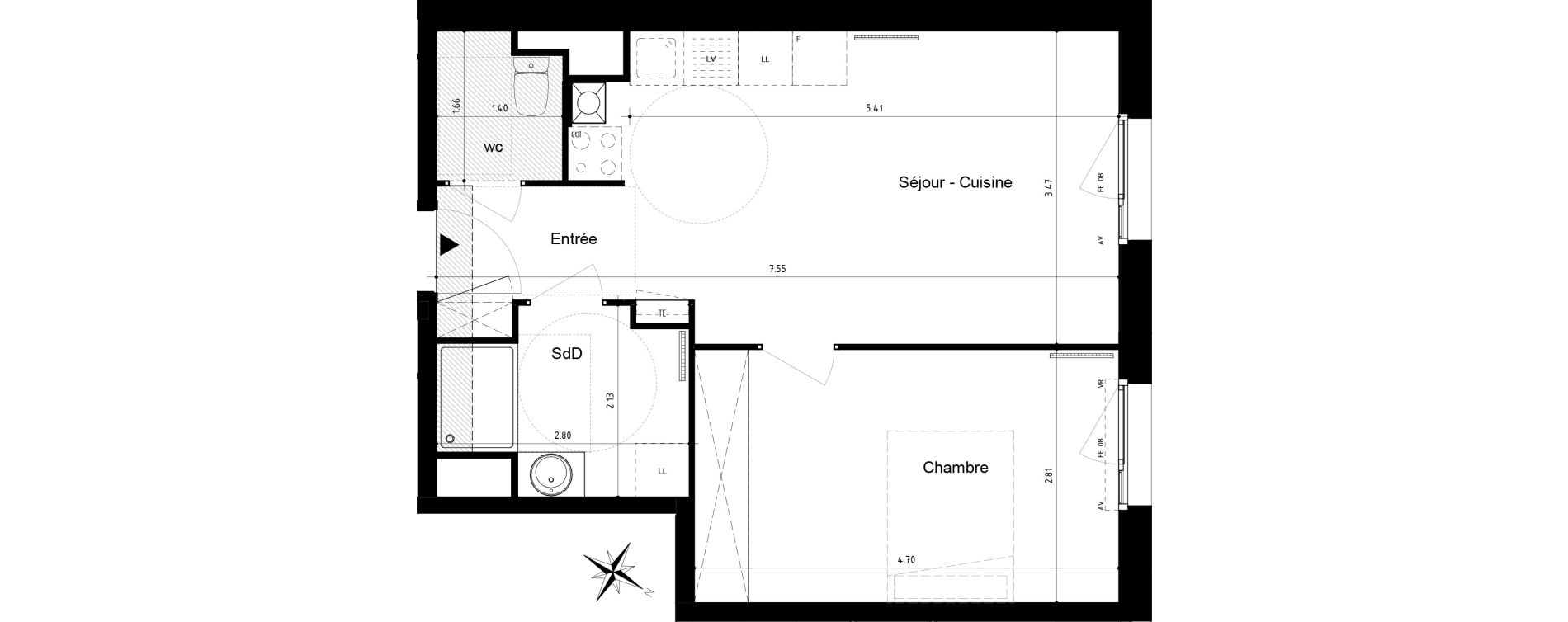 Appartement T2 de 42,35 m2 &agrave; Roubaix Centre
