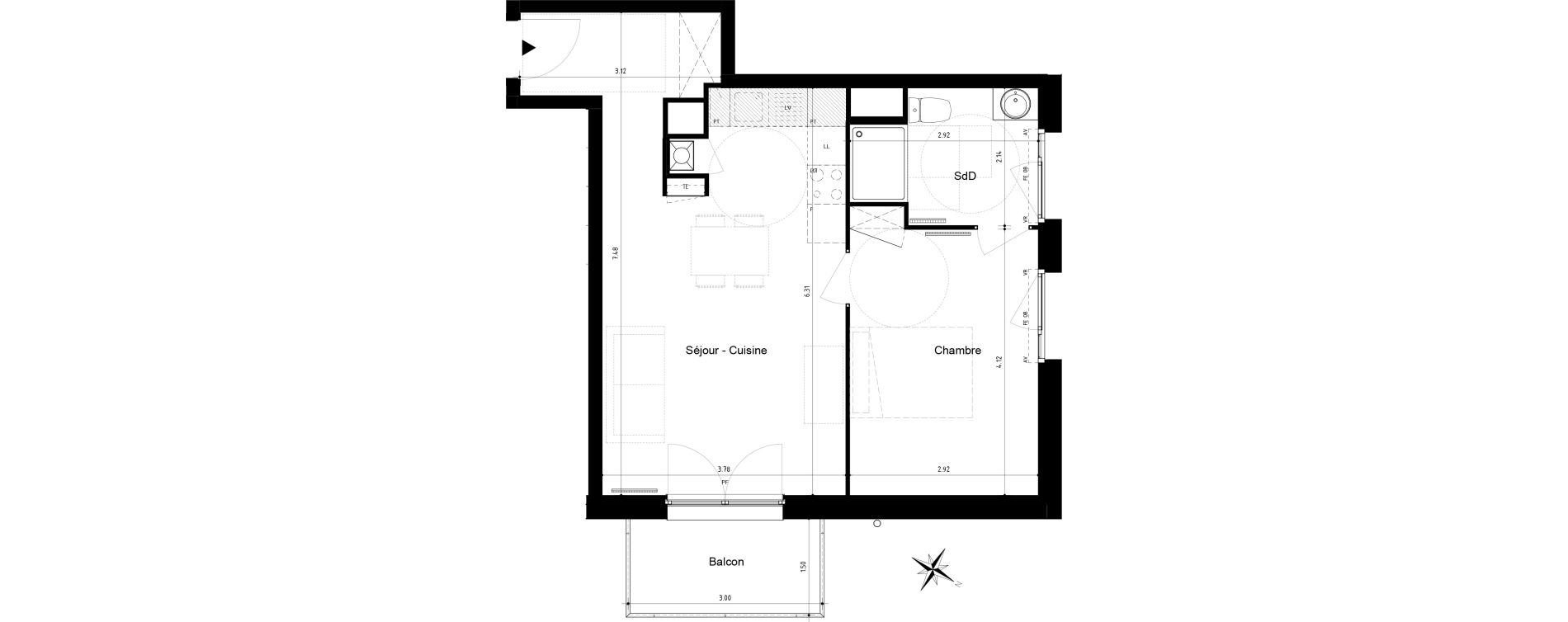 Appartement T2 de 44,60 m2 &agrave; Roubaix Centre