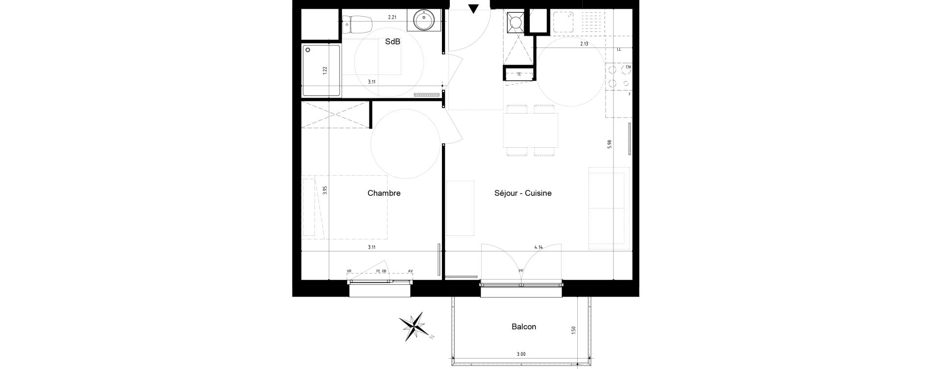 Appartement T2 de 41,80 m2 &agrave; Roubaix Centre
