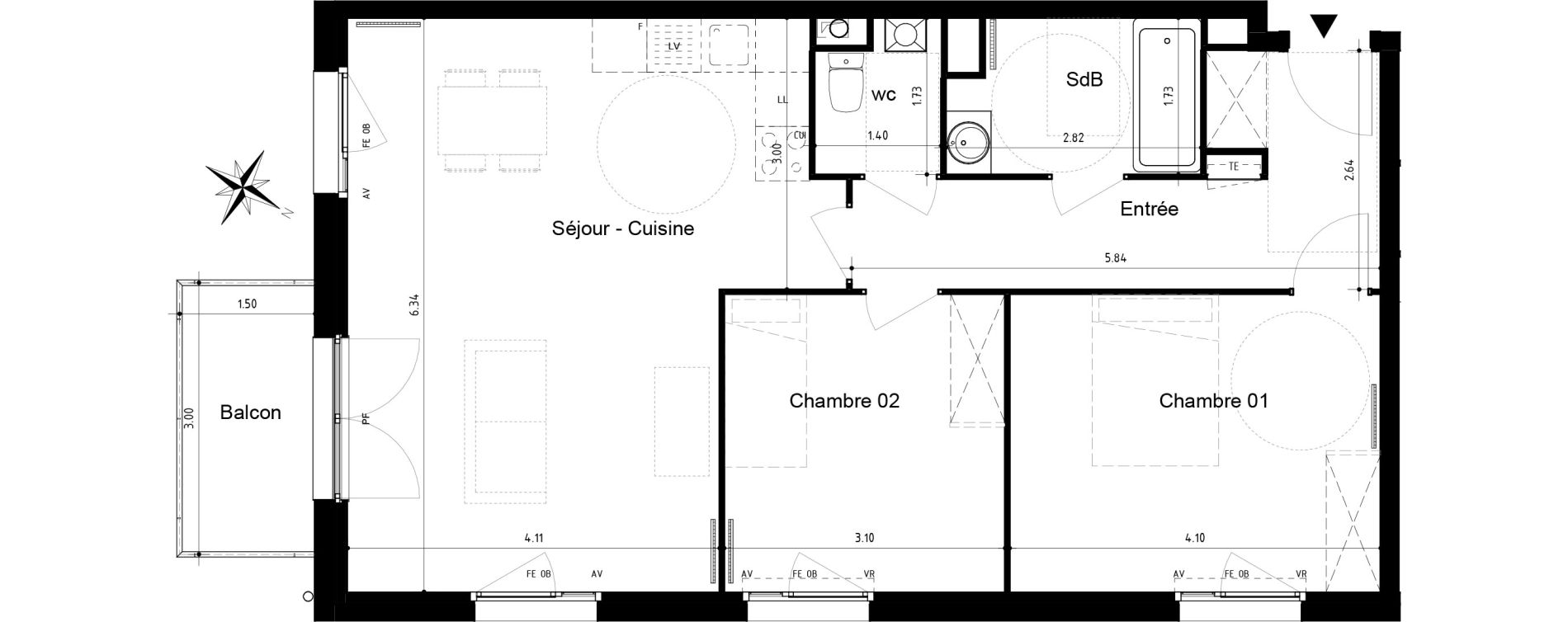 Appartement T3 de 69,35 m2 &agrave; Roubaix Centre