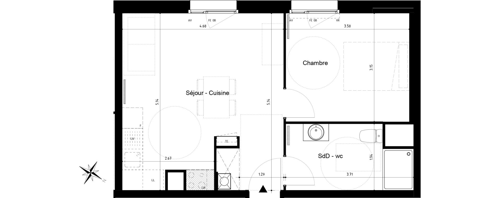Appartement T2 de 41,10 m2 &agrave; Roubaix Centre