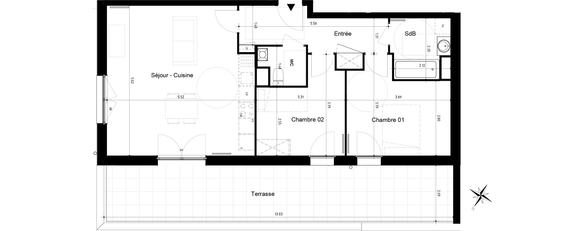 Appartement T3 de 67,20 m2 &agrave; Roubaix Centre
