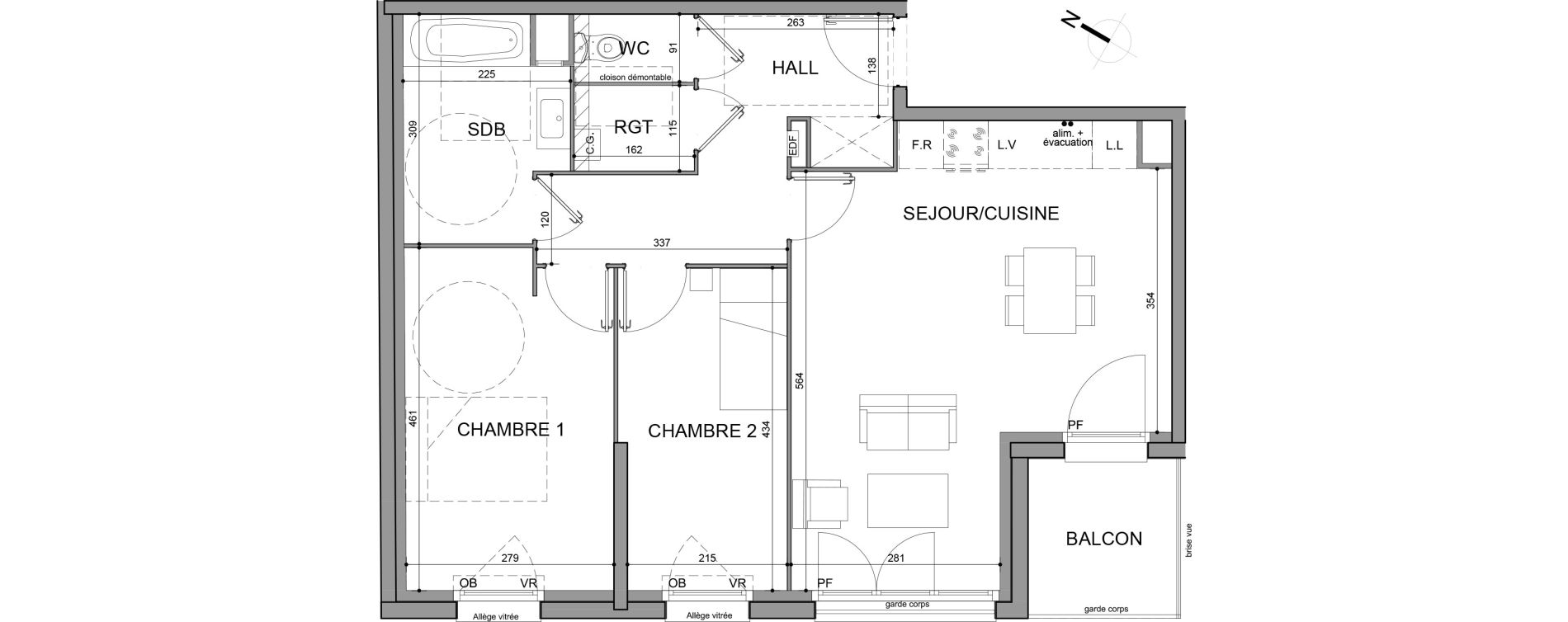 Appartement T3 de 67,10 m2 &agrave; Roubaix Fresnoy mackellerie
