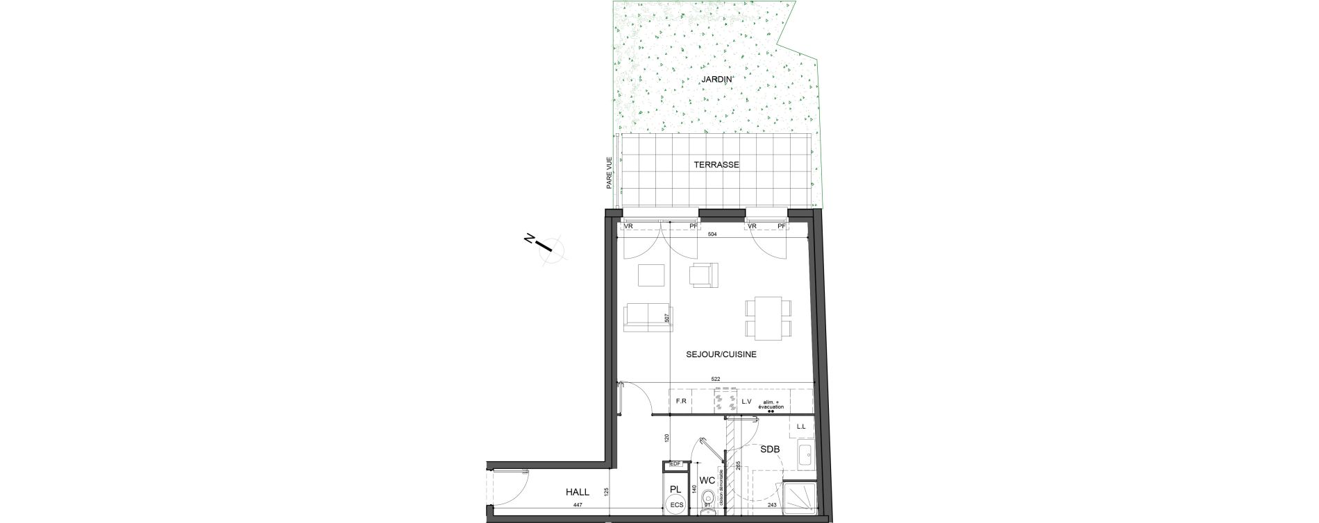 Appartement T1 de 43,50 m2 &agrave; Roubaix Fresnoy mackellerie
