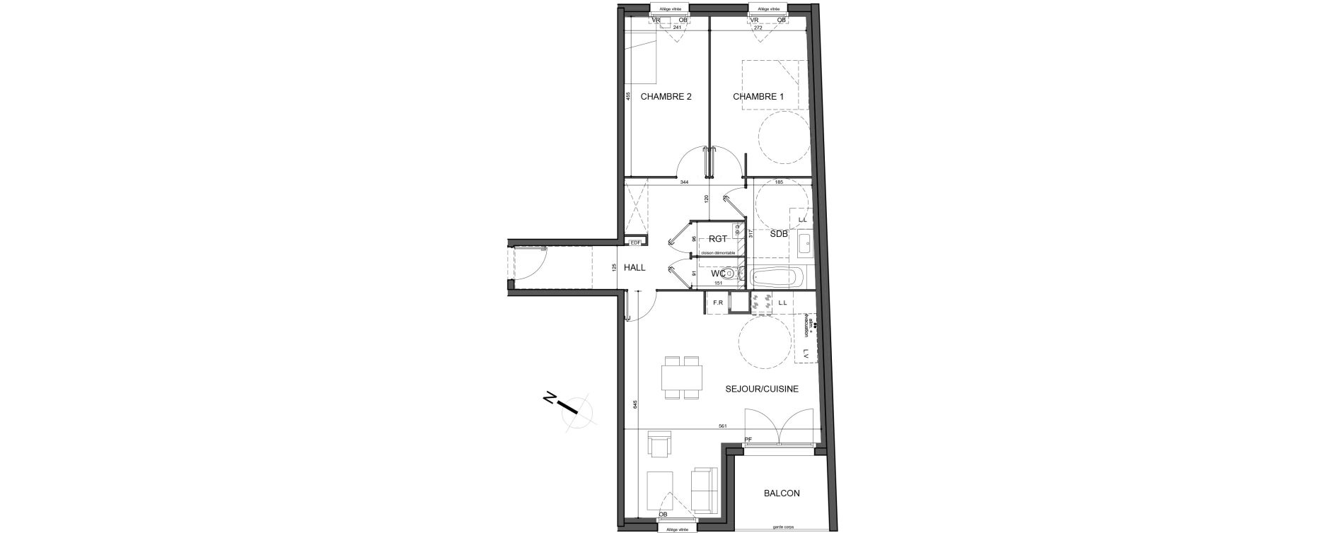 Appartement T3 de 73,50 m2 &agrave; Roubaix Fresnoy mackellerie