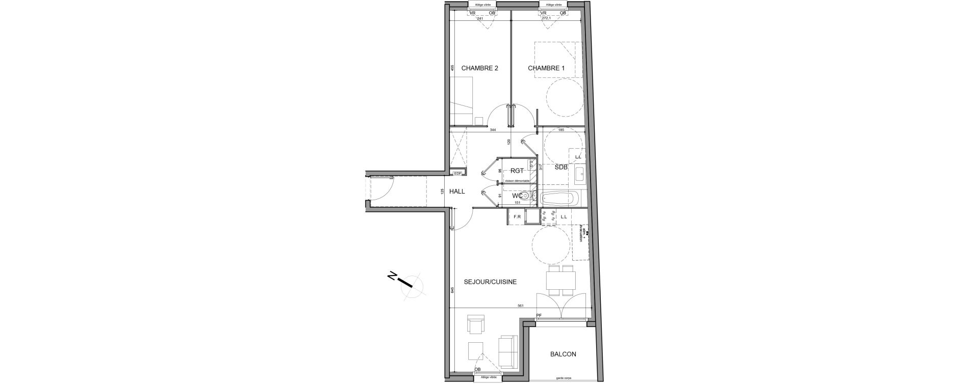 Appartement T3 de 73,50 m2 &agrave; Roubaix Fresnoy mackellerie