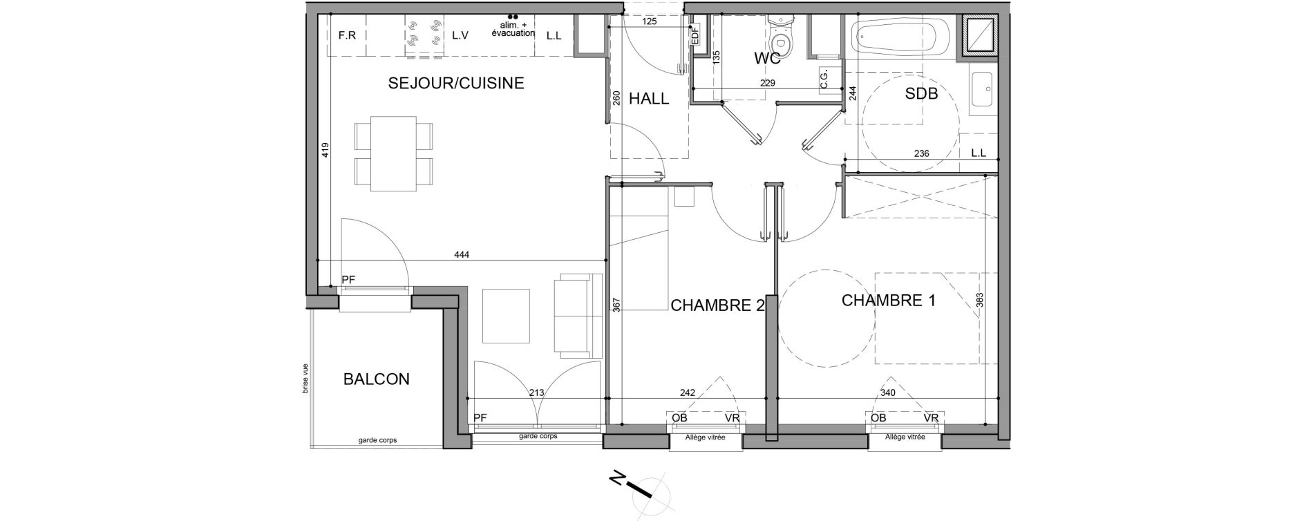 Appartement T3 de 58,50 m2 &agrave; Roubaix Fresnoy mackellerie