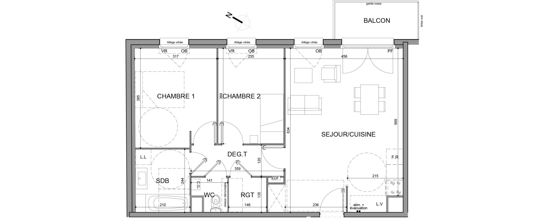 Appartement T3 de 63,50 m2 &agrave; Roubaix Fresnoy mackellerie