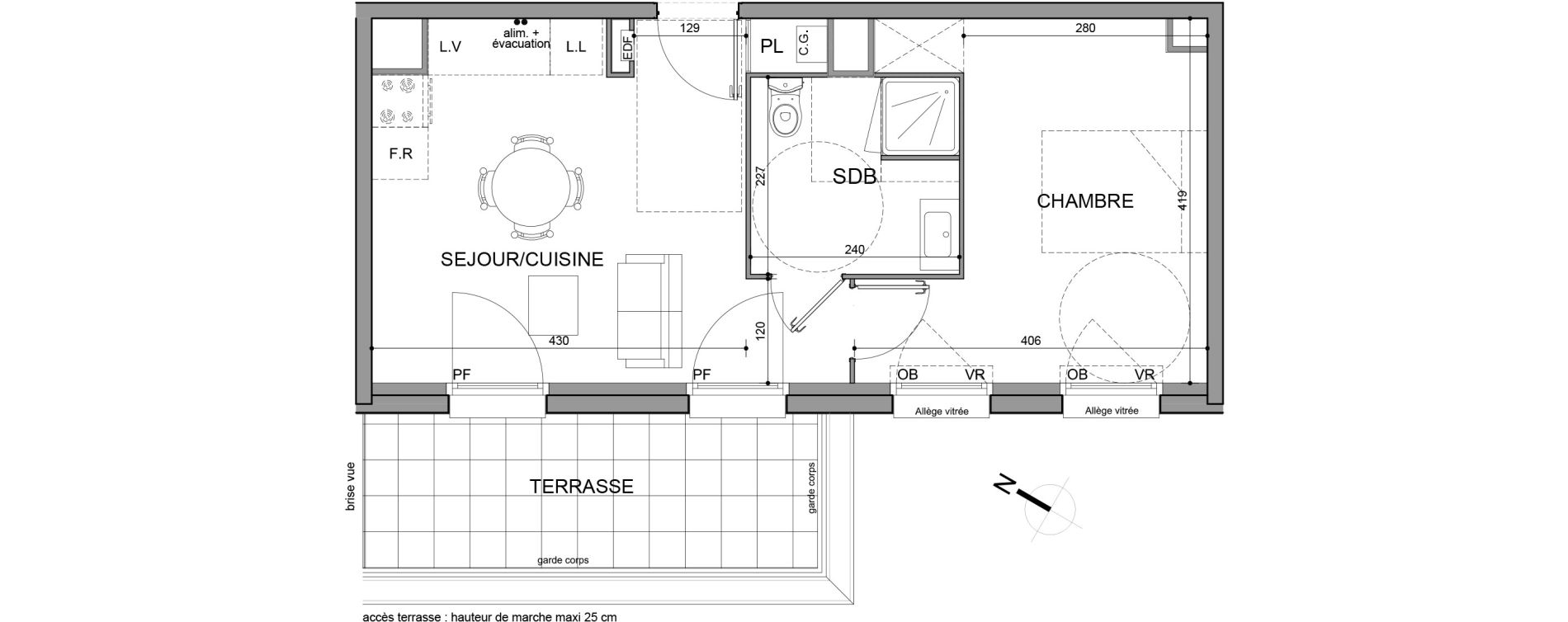 Appartement T2 de 38,50 m2 &agrave; Roubaix Fresnoy mackellerie