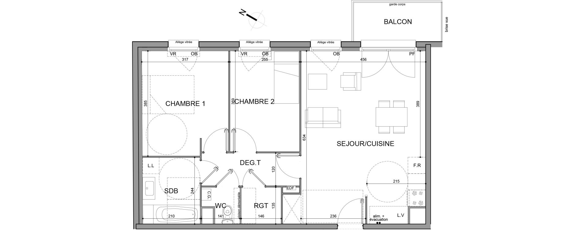 Appartement T3 de 63,50 m2 &agrave; Roubaix Fresnoy mackellerie