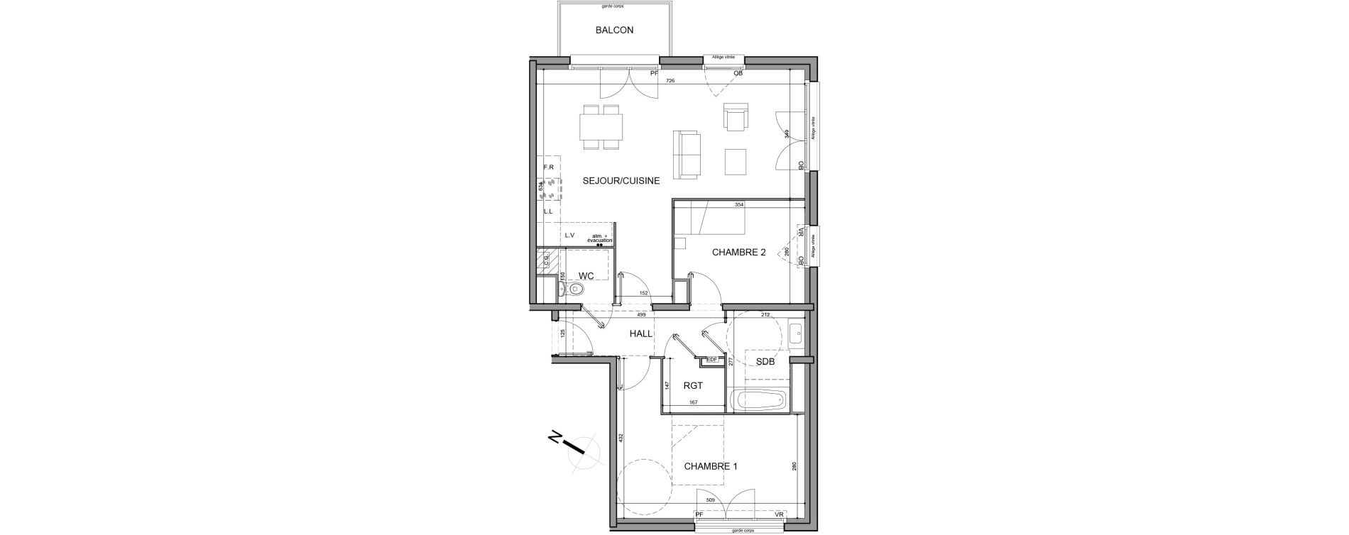 Appartement T3 de 74,30 m2 &agrave; Roubaix Fresnoy mackellerie