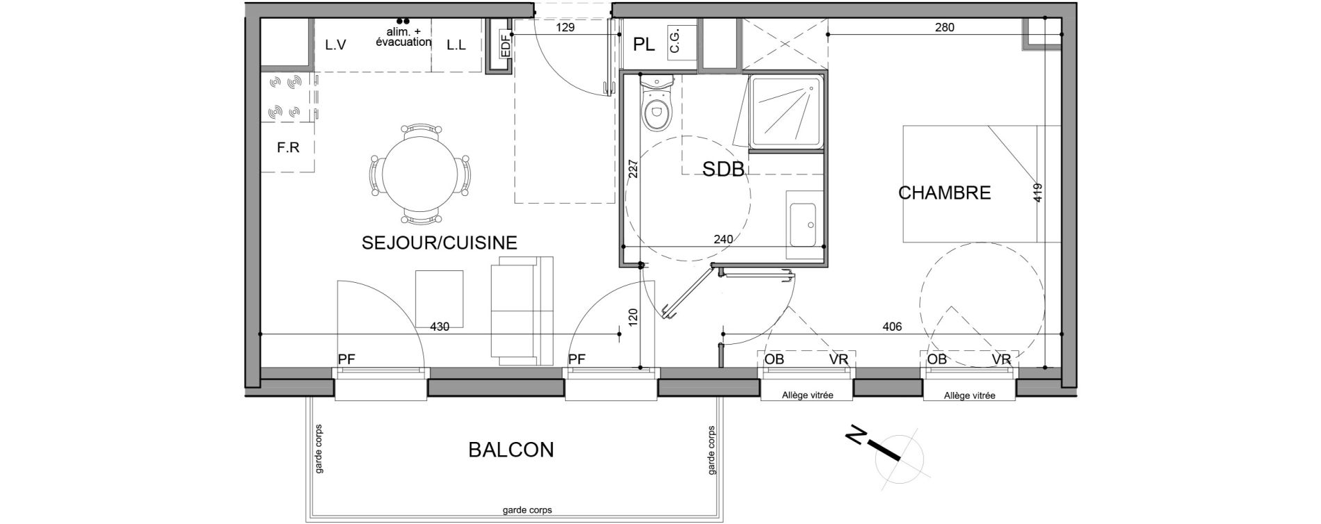 Appartement T2 de 38,50 m2 &agrave; Roubaix Fresnoy mackellerie