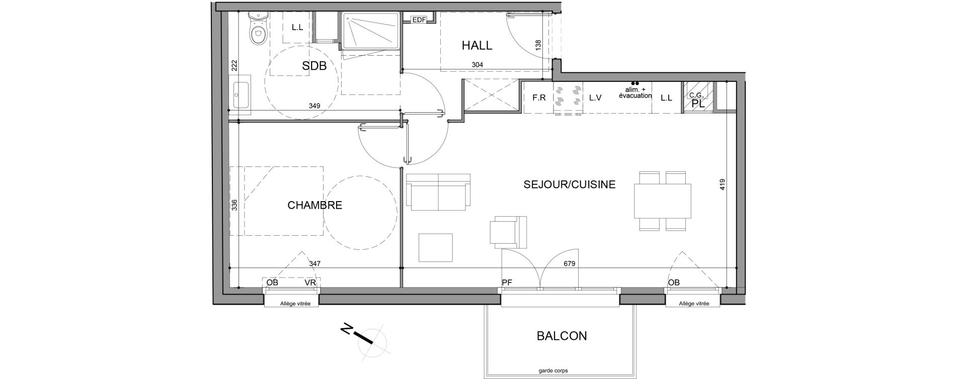 Appartement T2 de 51,10 m2 &agrave; Roubaix Fresnoy mackellerie