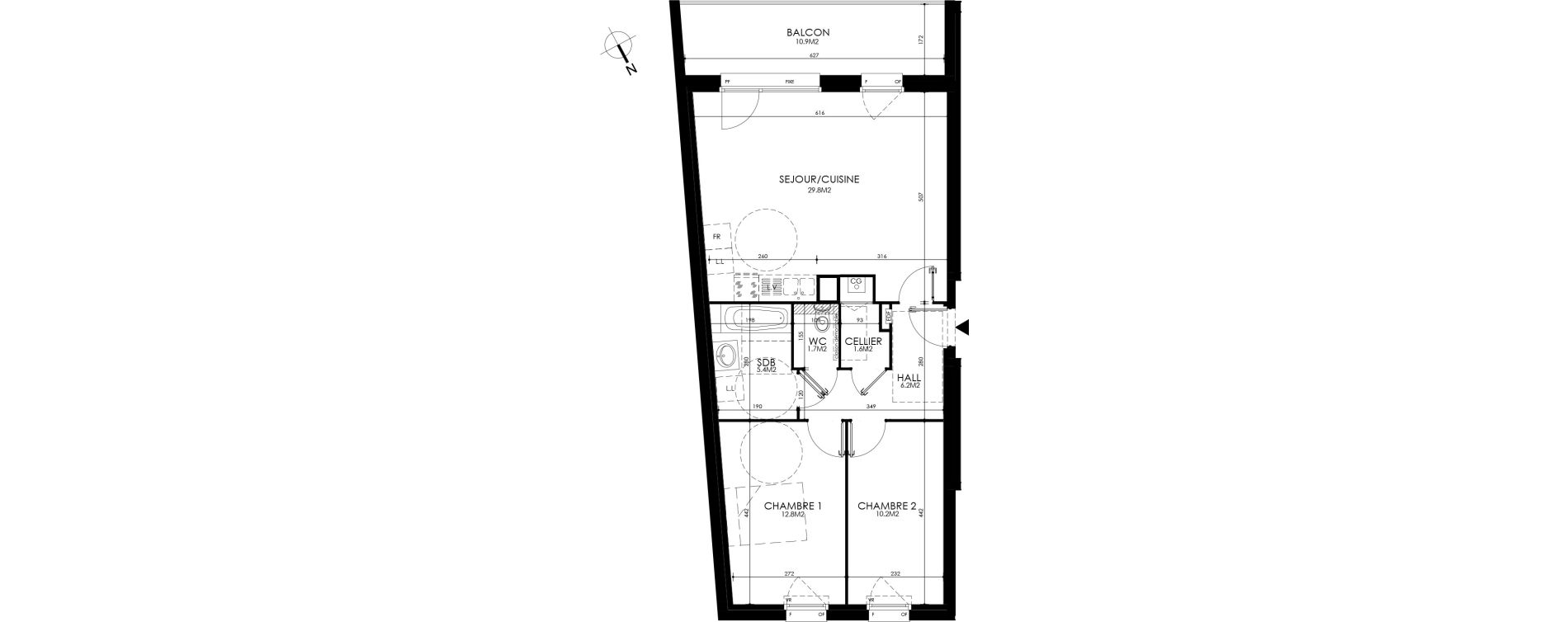 Appartement T3 de 67,70 m2 &agrave; Roubaix Centre