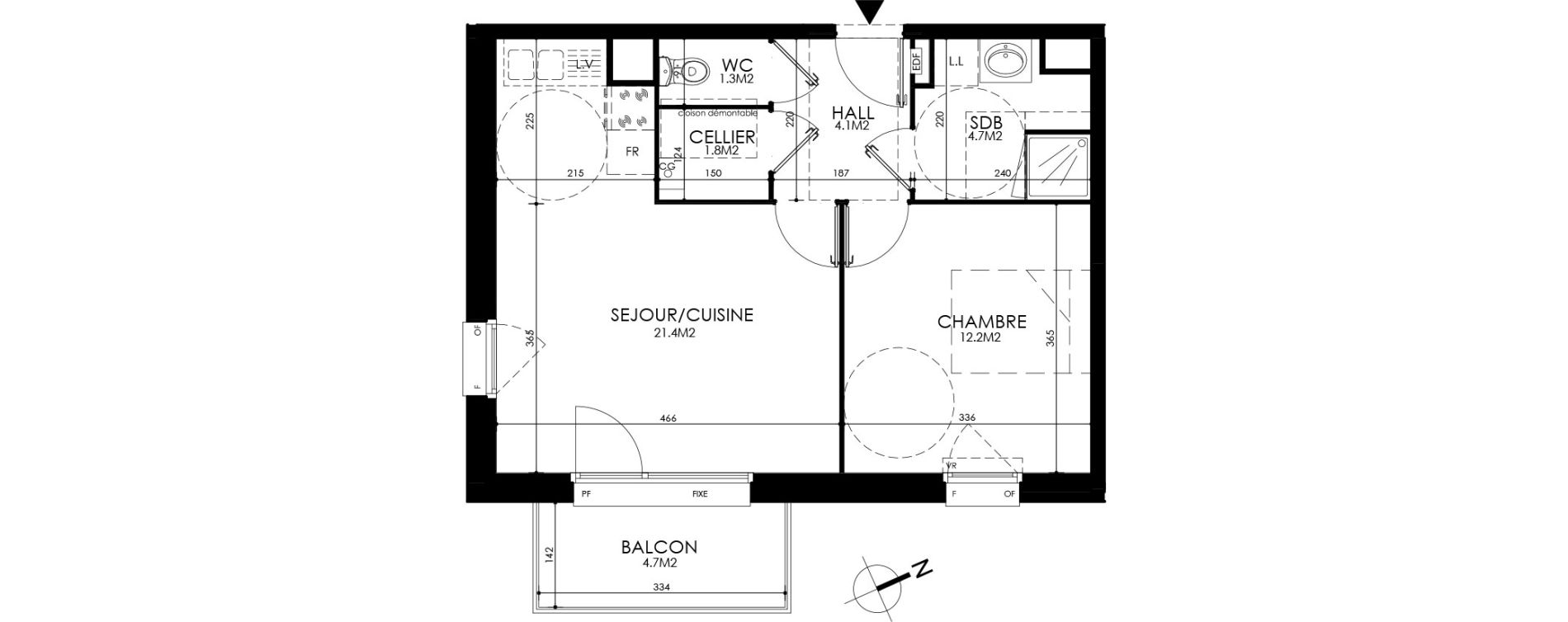 Appartement T2 de 45,50 m2 &agrave; Roubaix Centre