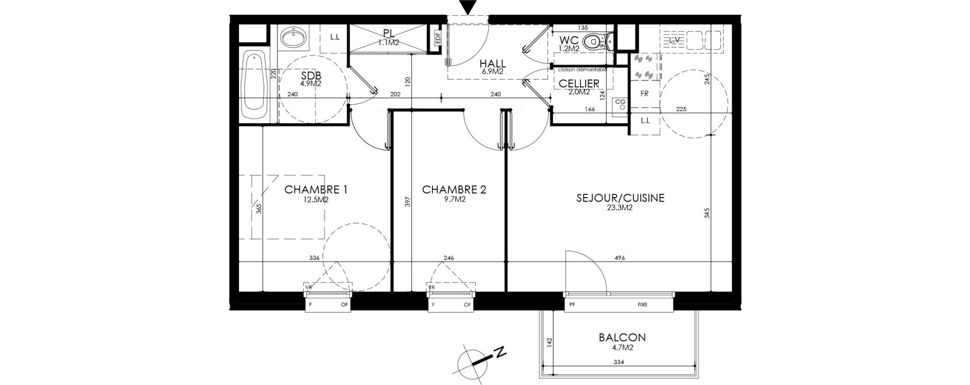 Appartement T3 de 61,60 m2 &agrave; Roubaix Centre