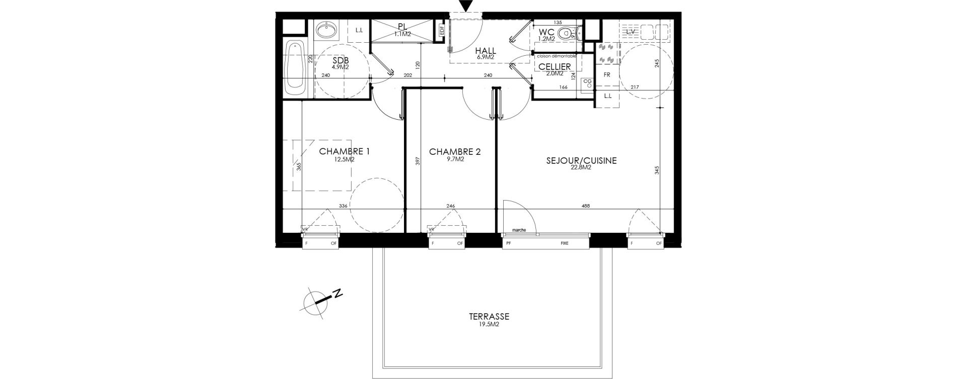 Appartement T3 de 61,10 m2 &agrave; Roubaix Centre