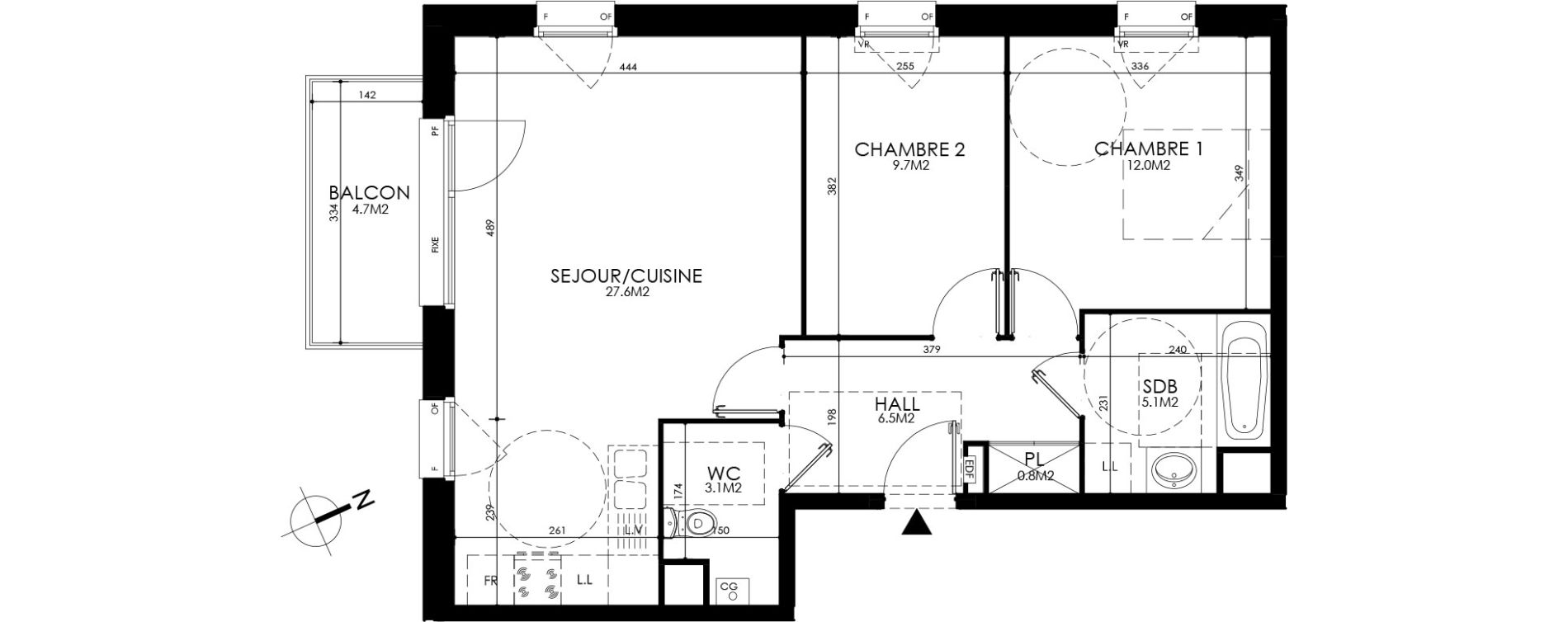 Appartement T3 de 64,80 m2 &agrave; Roubaix Centre