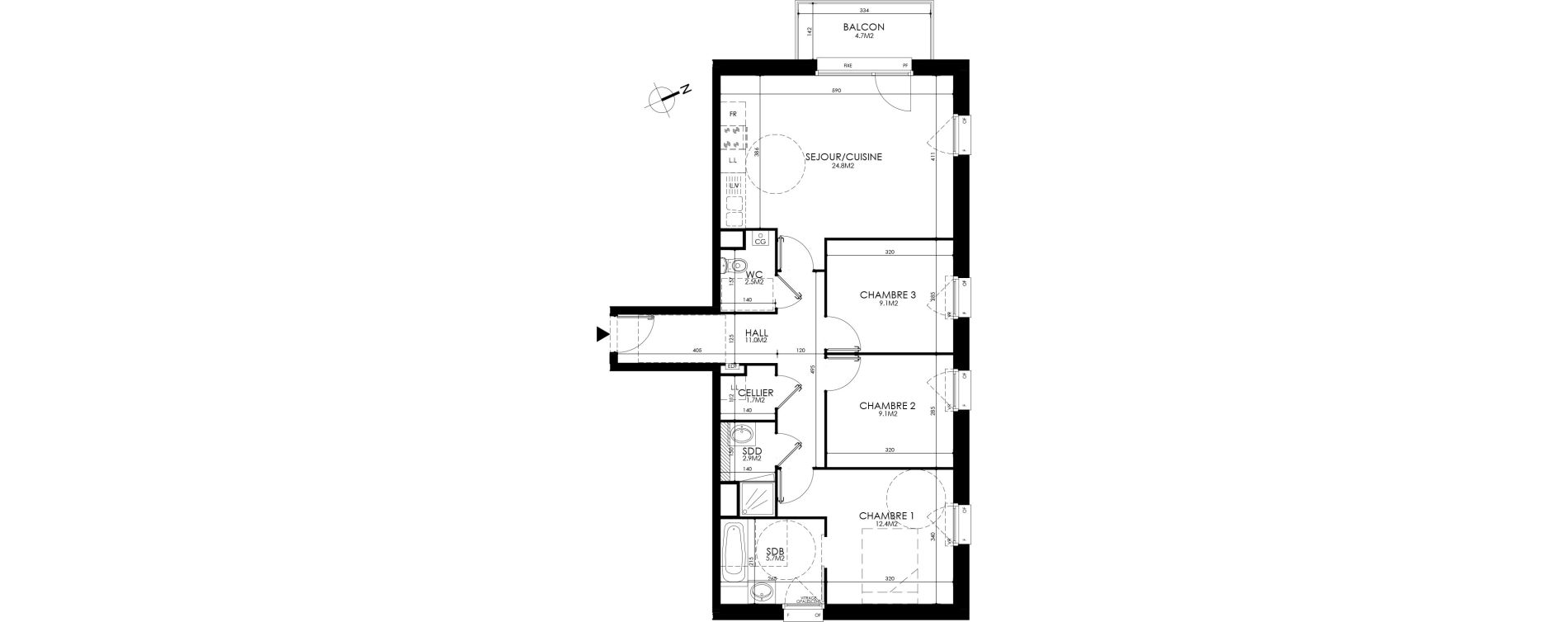 Appartement T4 de 79,20 m2 &agrave; Roubaix Centre