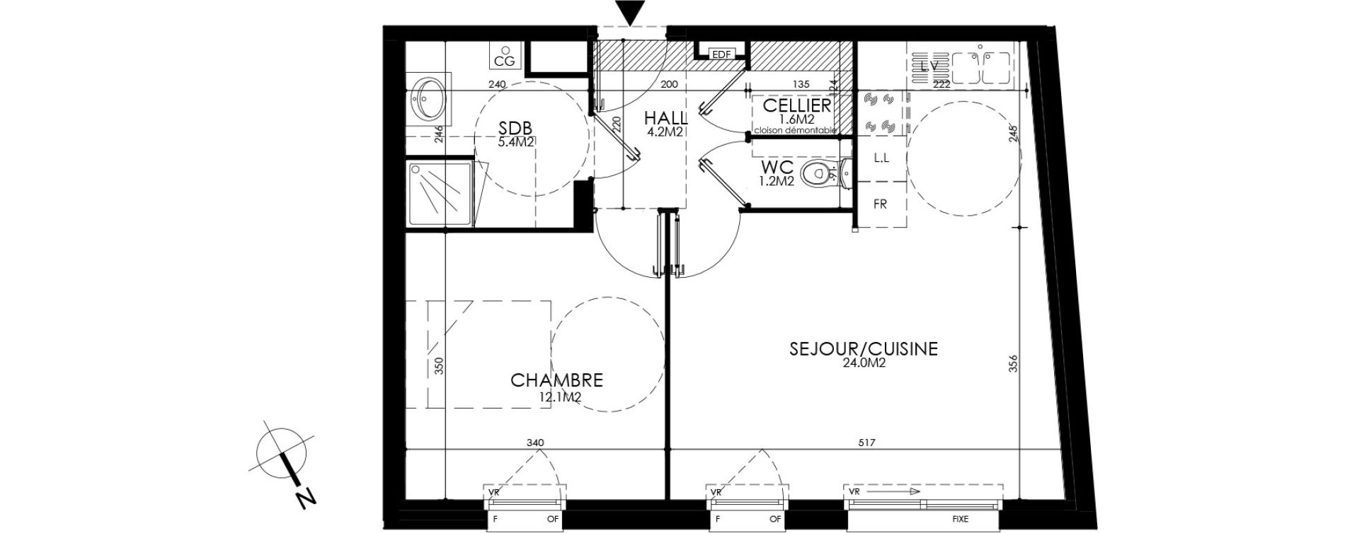 Appartement T2 de 48,50 m2 &agrave; Roubaix Centre