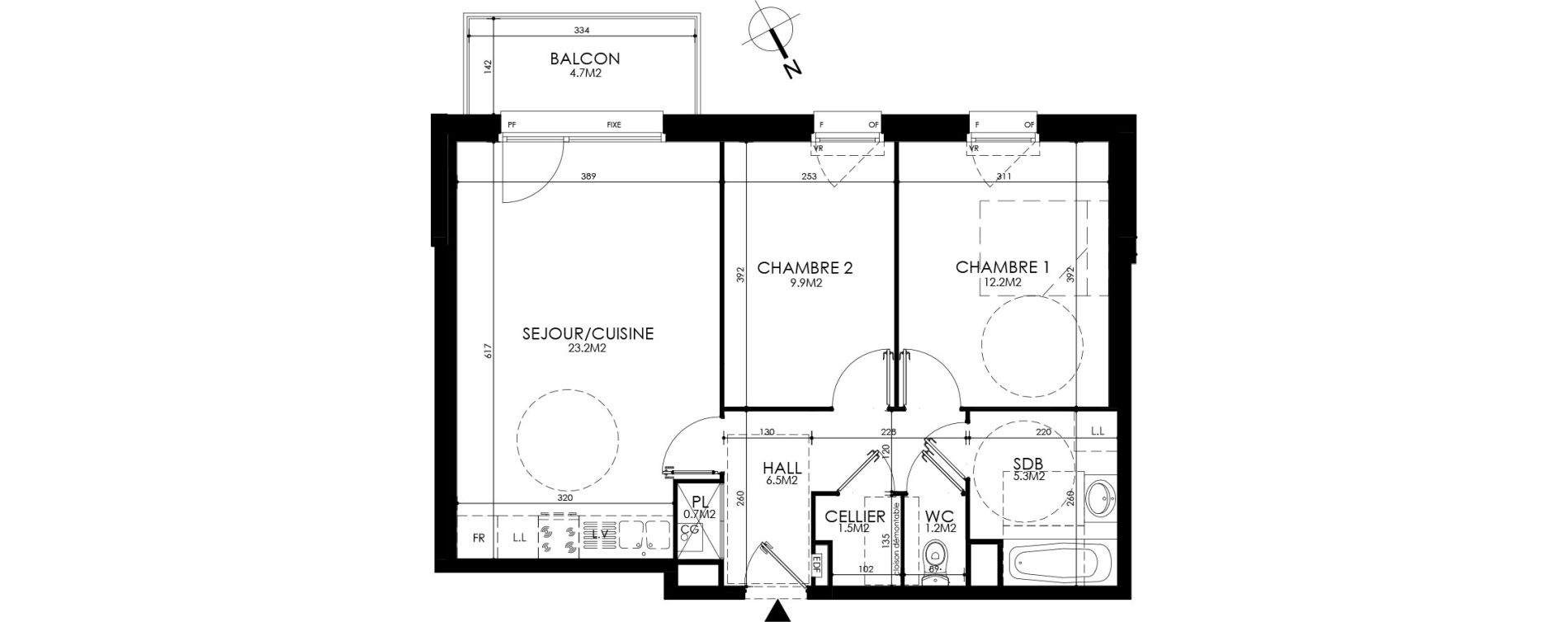 Appartement T3 de 60,50 m2 &agrave; Roubaix Centre