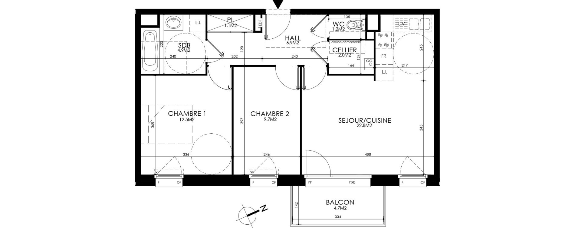 Appartement T3 de 61,10 m2 &agrave; Roubaix Centre