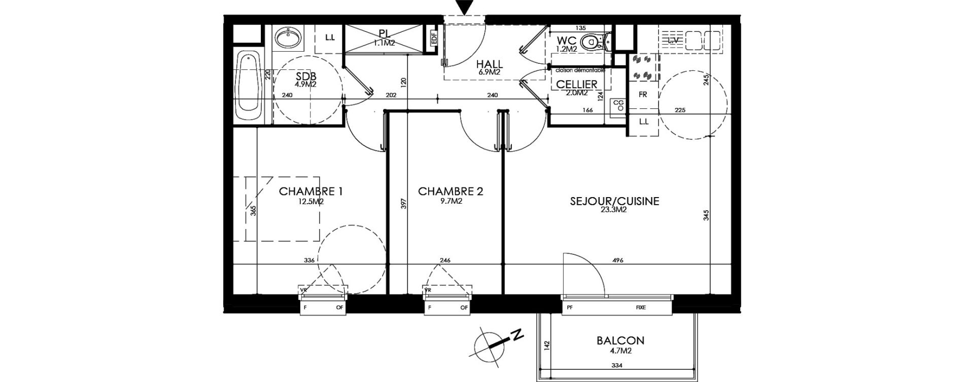 Appartement T3 de 61,60 m2 &agrave; Roubaix Centre