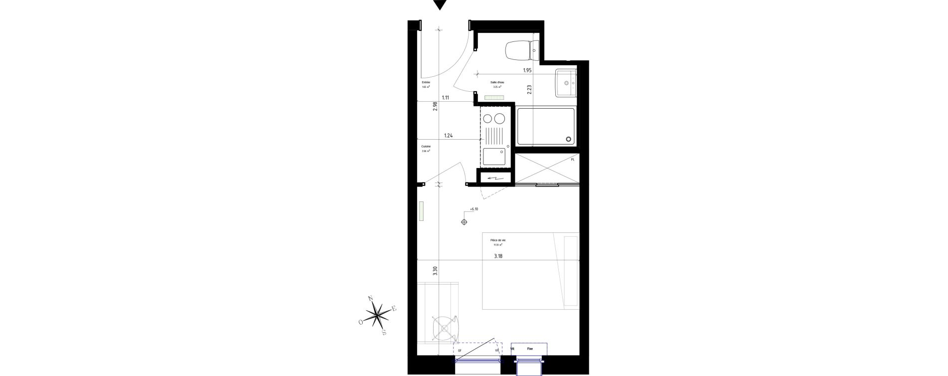 Appartement T1 de 18,89 m2 &agrave; Roubaix Campus - gare
