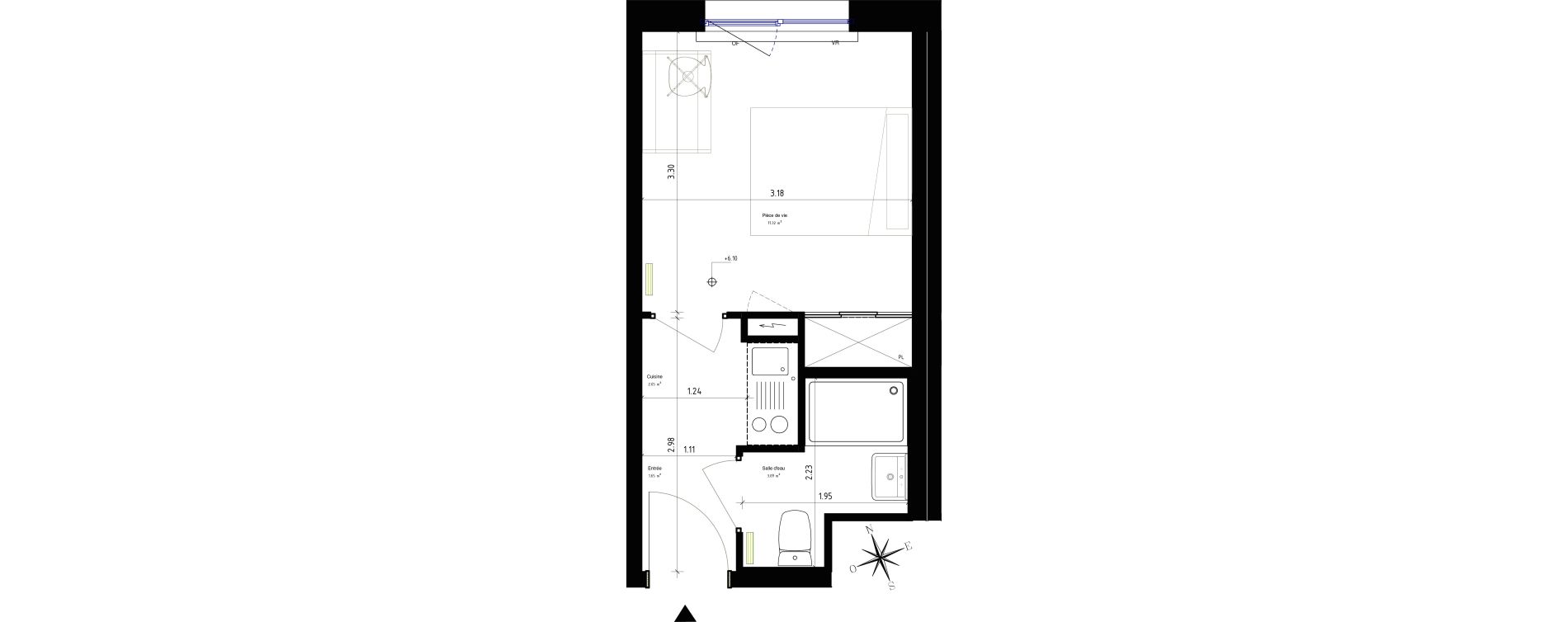 Appartement T1 de 18,71 m2 &agrave; Roubaix Campus - gare