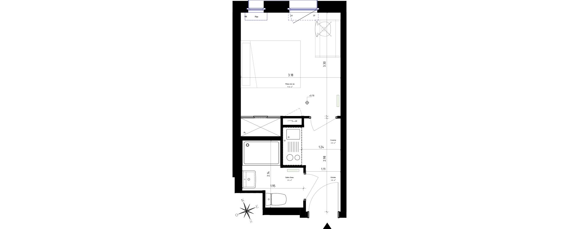 Appartement T1 de 18,76 m2 &agrave; Roubaix Campus - gare