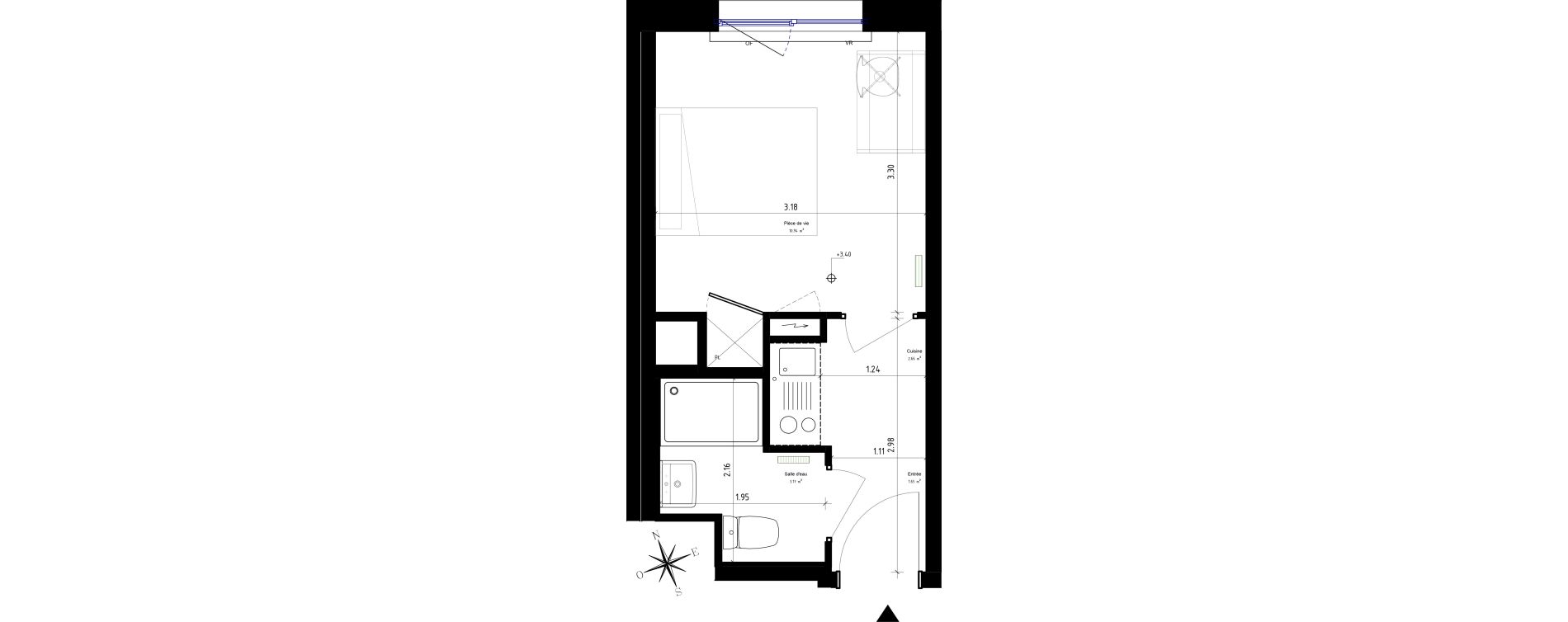 Appartement T1 de 18,42 m2 &agrave; Roubaix Campus - gare