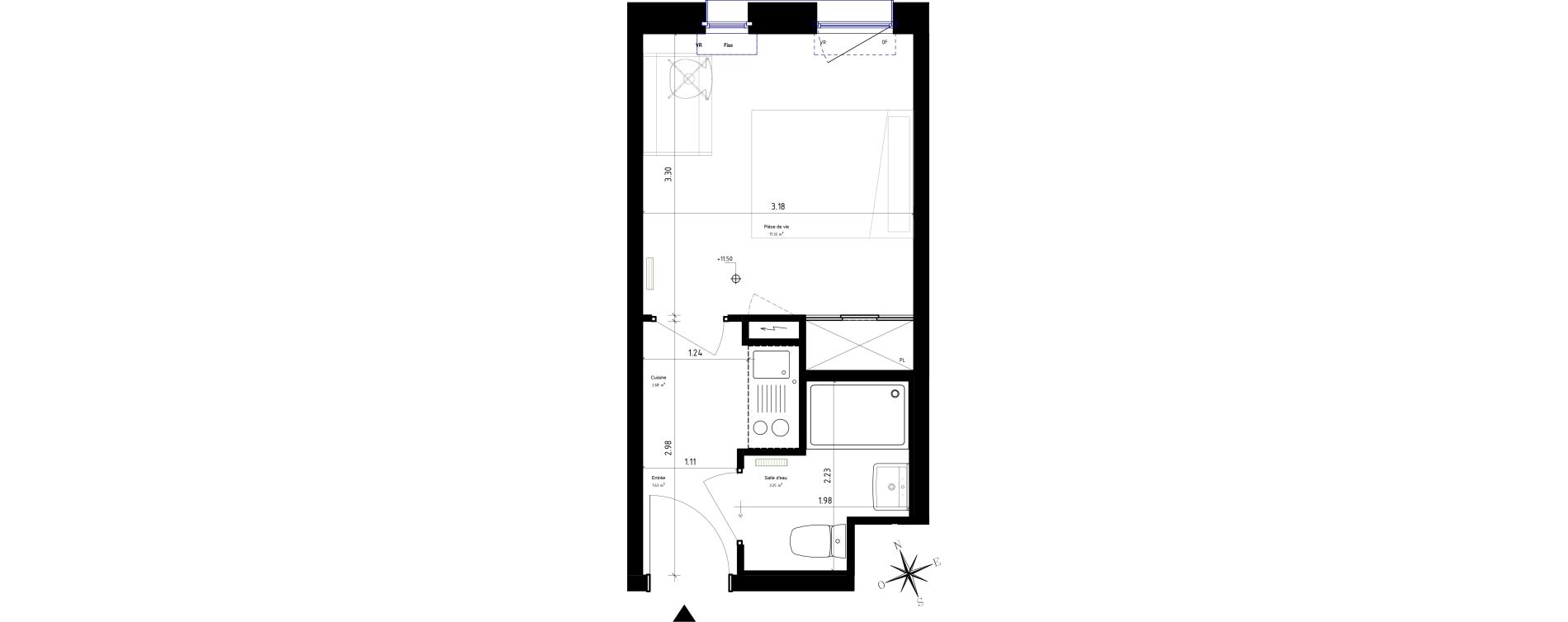 Appartement T1 de 18,88 m2 &agrave; Roubaix Campus - gare