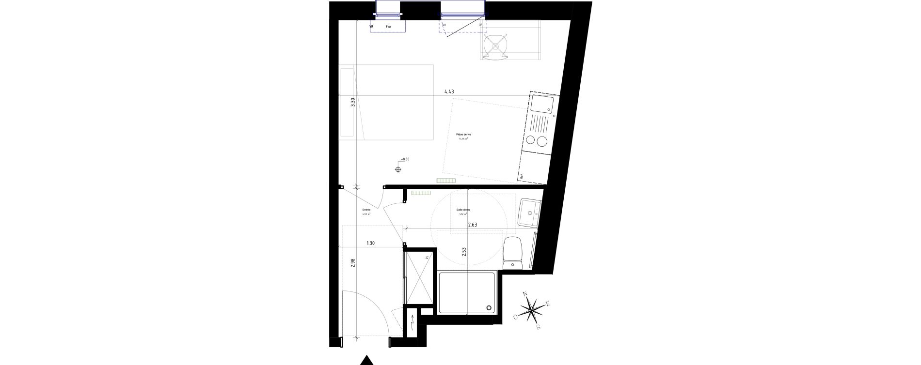 Appartement T1 de 24,26 m2 &agrave; Roubaix Campus - gare
