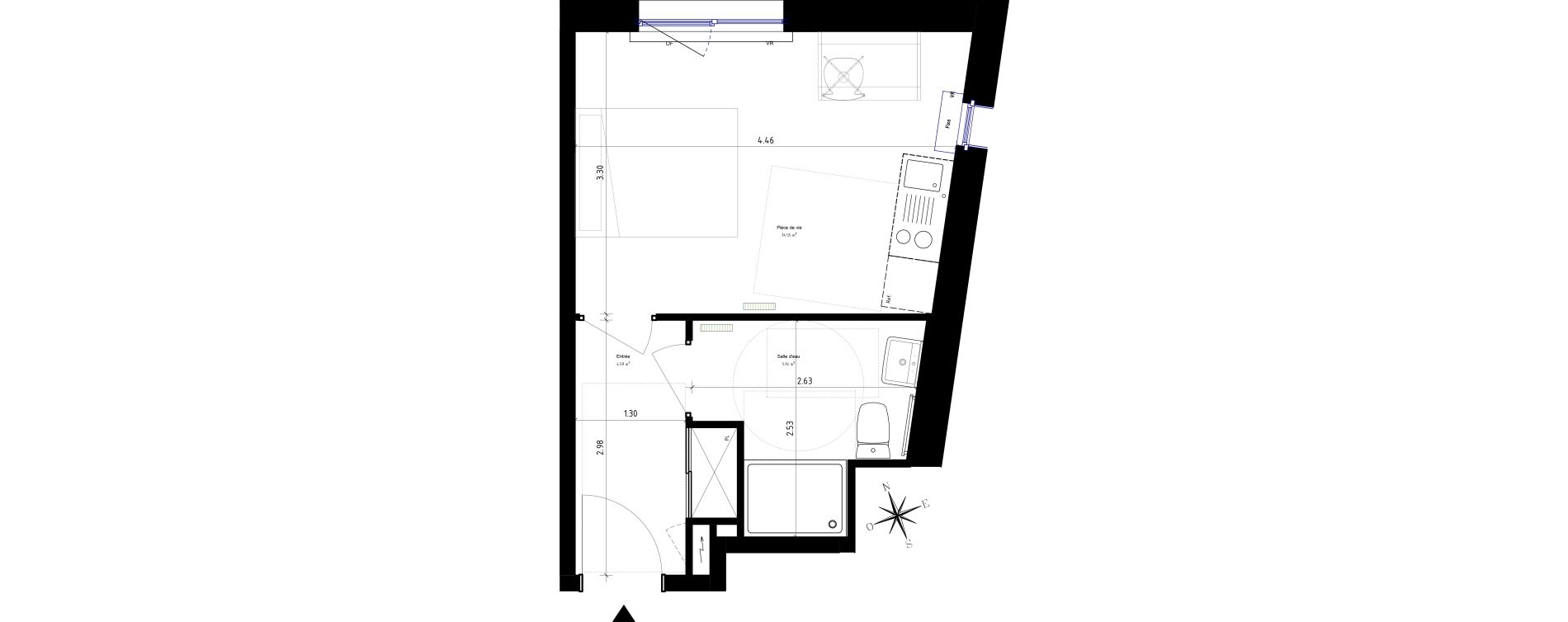 Appartement T1 de 24,26 m2 &agrave; Roubaix Campus - gare