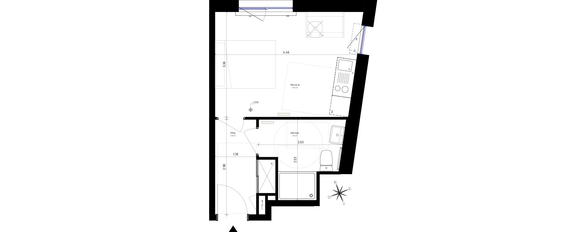 Appartement T1 de 24,26 m2 &agrave; Roubaix Campus - gare