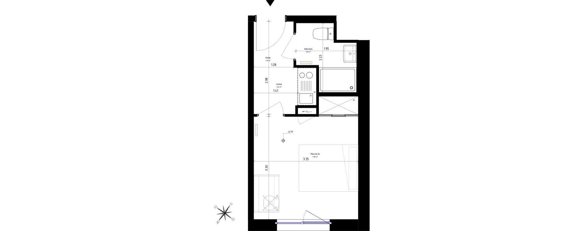Appartement T1 de 19,95 m2 &agrave; Roubaix Campus - gare