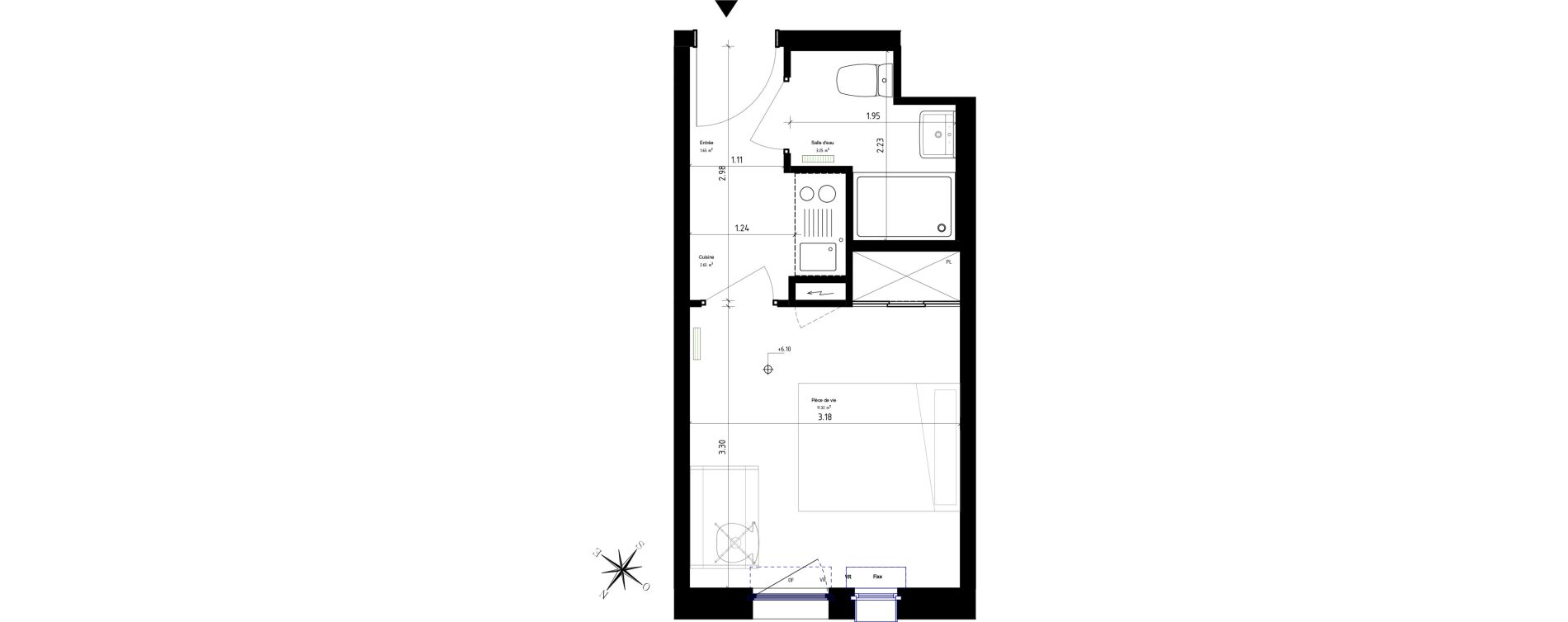 Appartement T1 de 18,87 m2 &agrave; Roubaix Campus - gare