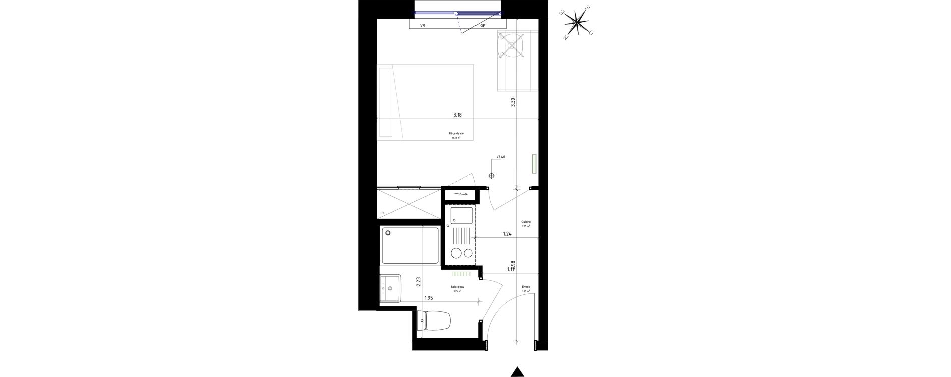 Appartement T1 de 18,87 m2 &agrave; Roubaix Campus - gare
