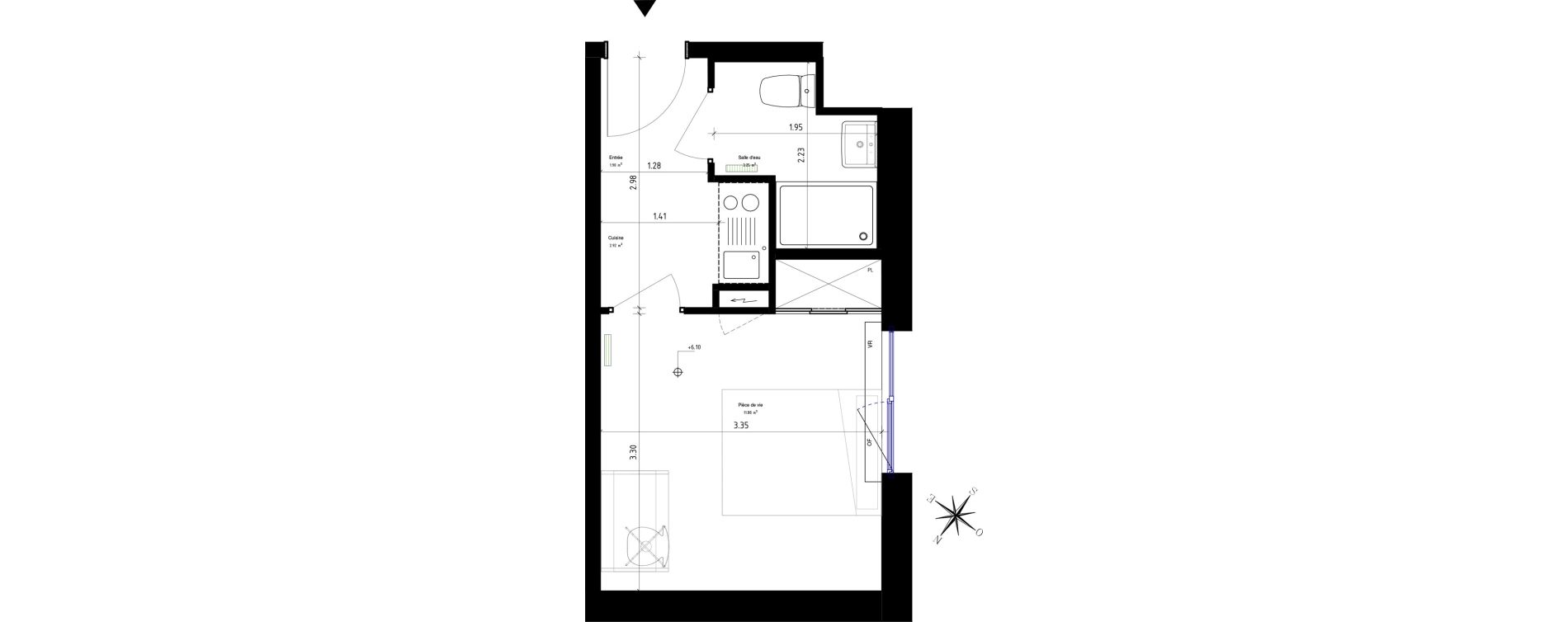 Appartement T1 de 19,95 m2 &agrave; Roubaix Campus - gare