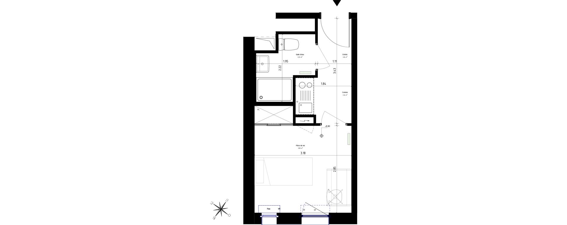 Appartement T1 de 17,93 m2 &agrave; Roubaix Campus - gare
