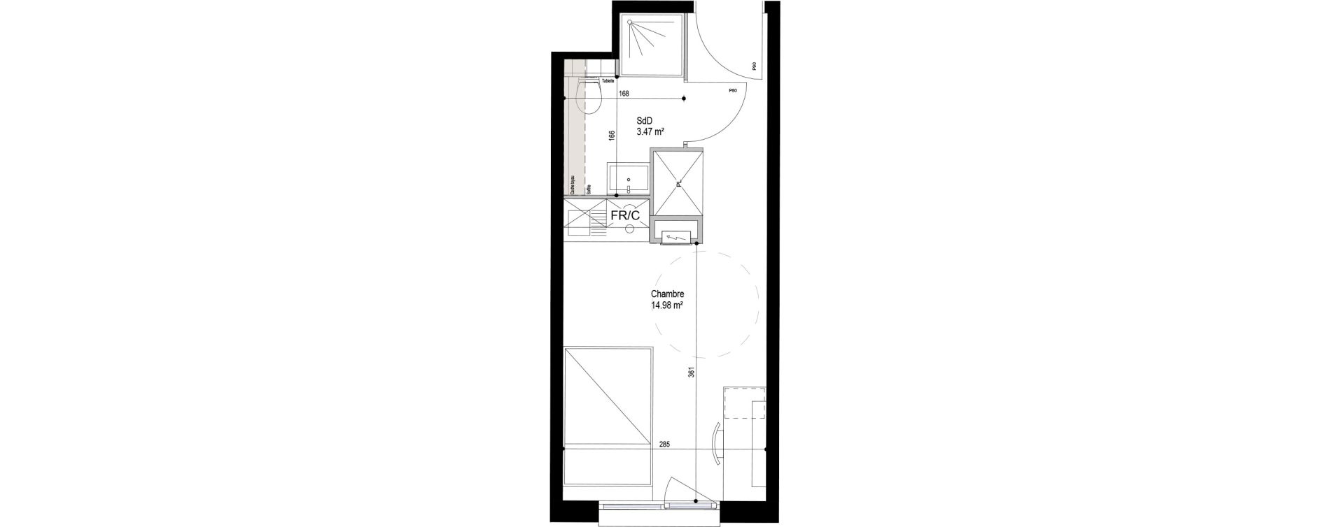 Appartement T1 meubl&eacute; de 18,45 m2 &agrave; Roubaix Esp&eacute;rance