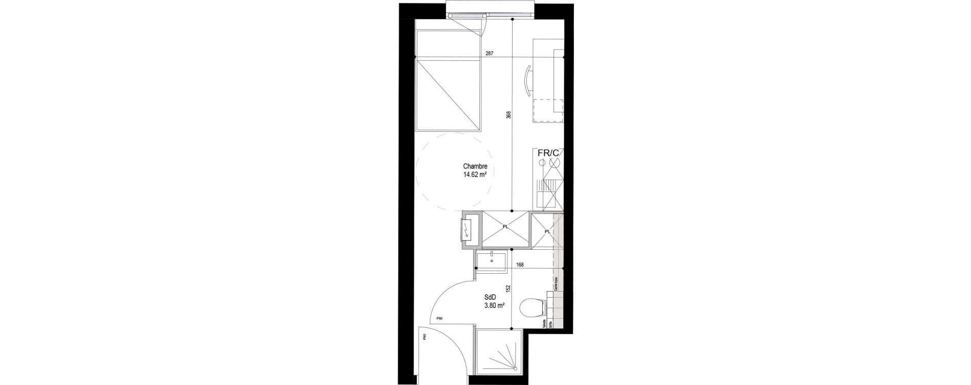 Appartement T1 meubl&eacute; de 18,42 m2 &agrave; Roubaix Esp&eacute;rance