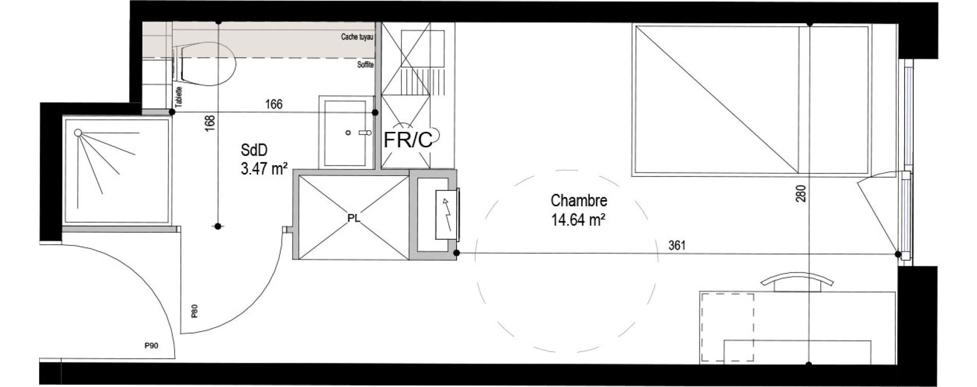 Appartement T1 meubl&eacute; de 18,11 m2 &agrave; Roubaix Esp&eacute;rance