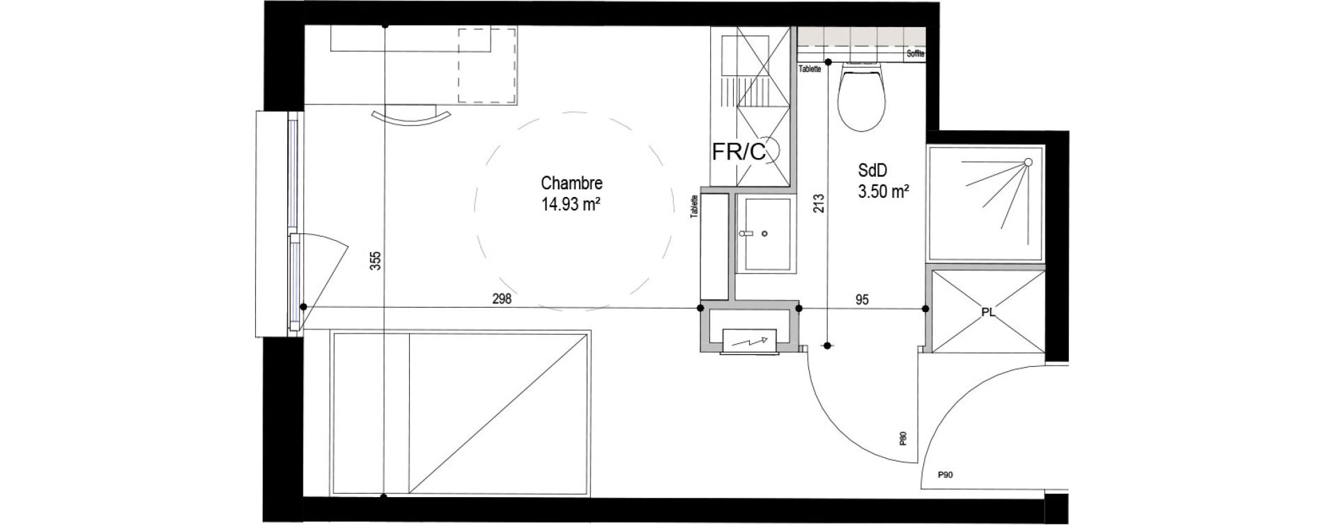 Appartement T1 meubl&eacute; de 18,43 m2 &agrave; Roubaix Esp&eacute;rance