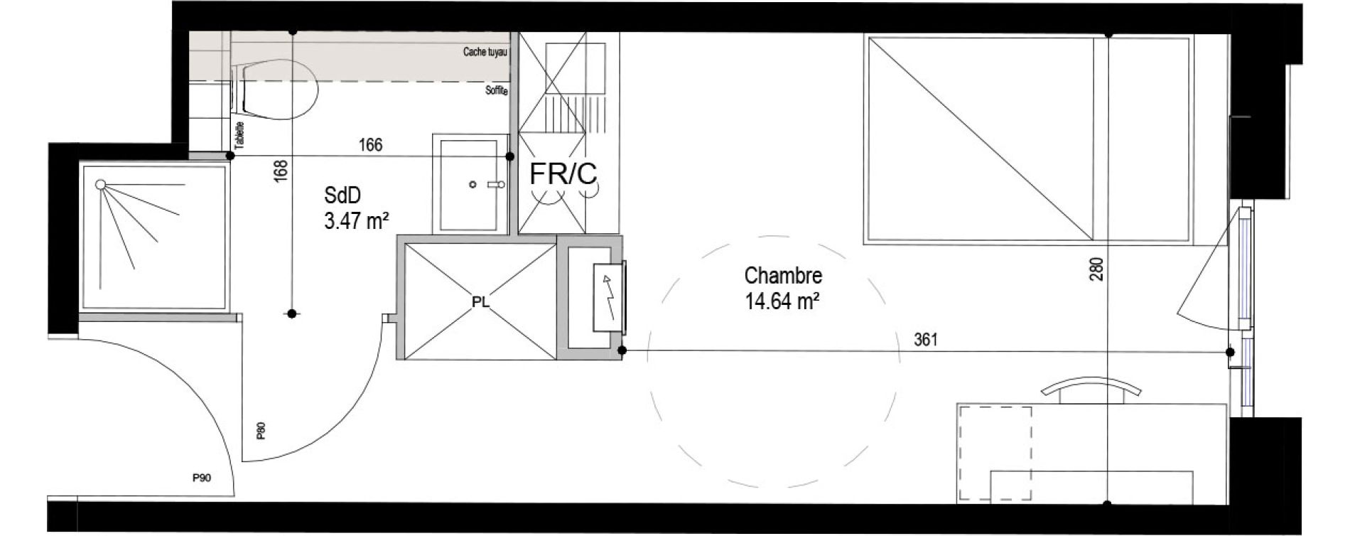 Appartement T1 meubl&eacute; de 18,11 m2 &agrave; Roubaix Esp&eacute;rance