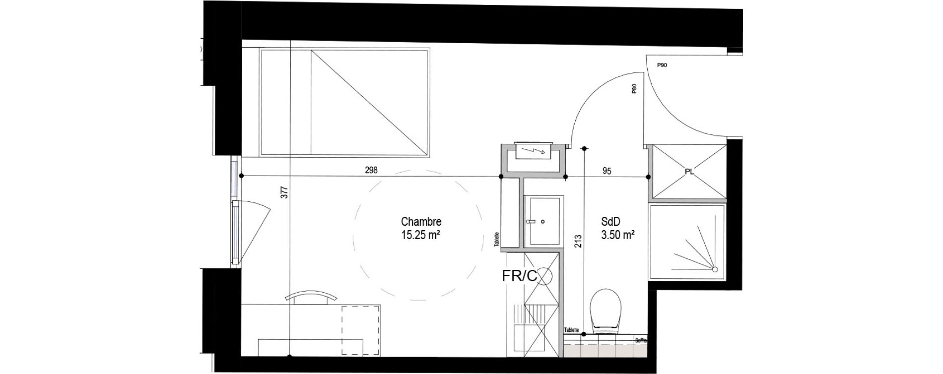 Appartement T1 meubl&eacute; de 18,75 m2 &agrave; Roubaix Esp&eacute;rance